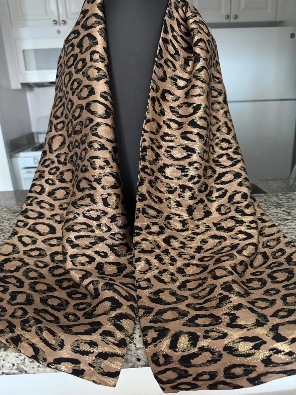 Custom Made Pink & black Leopard Print Double Sided Oblong Silk Scarf.